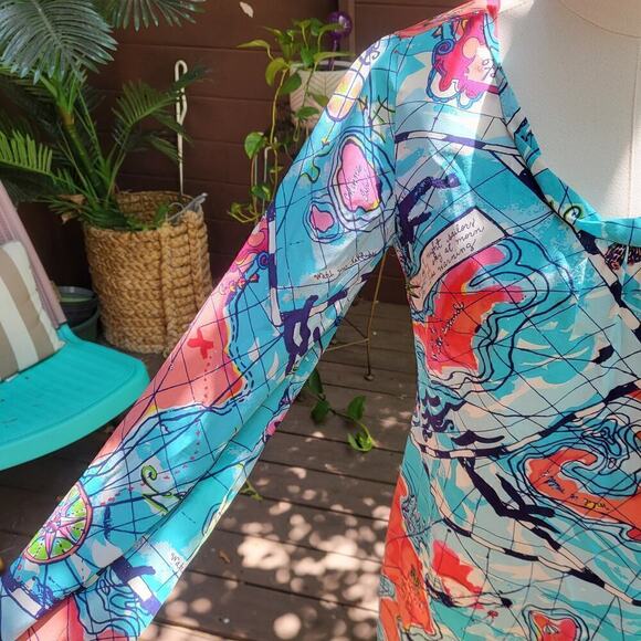 LILLY PULITZER 3/4 Sleeve Silk Dress Size 0 - Picture 2 of 10